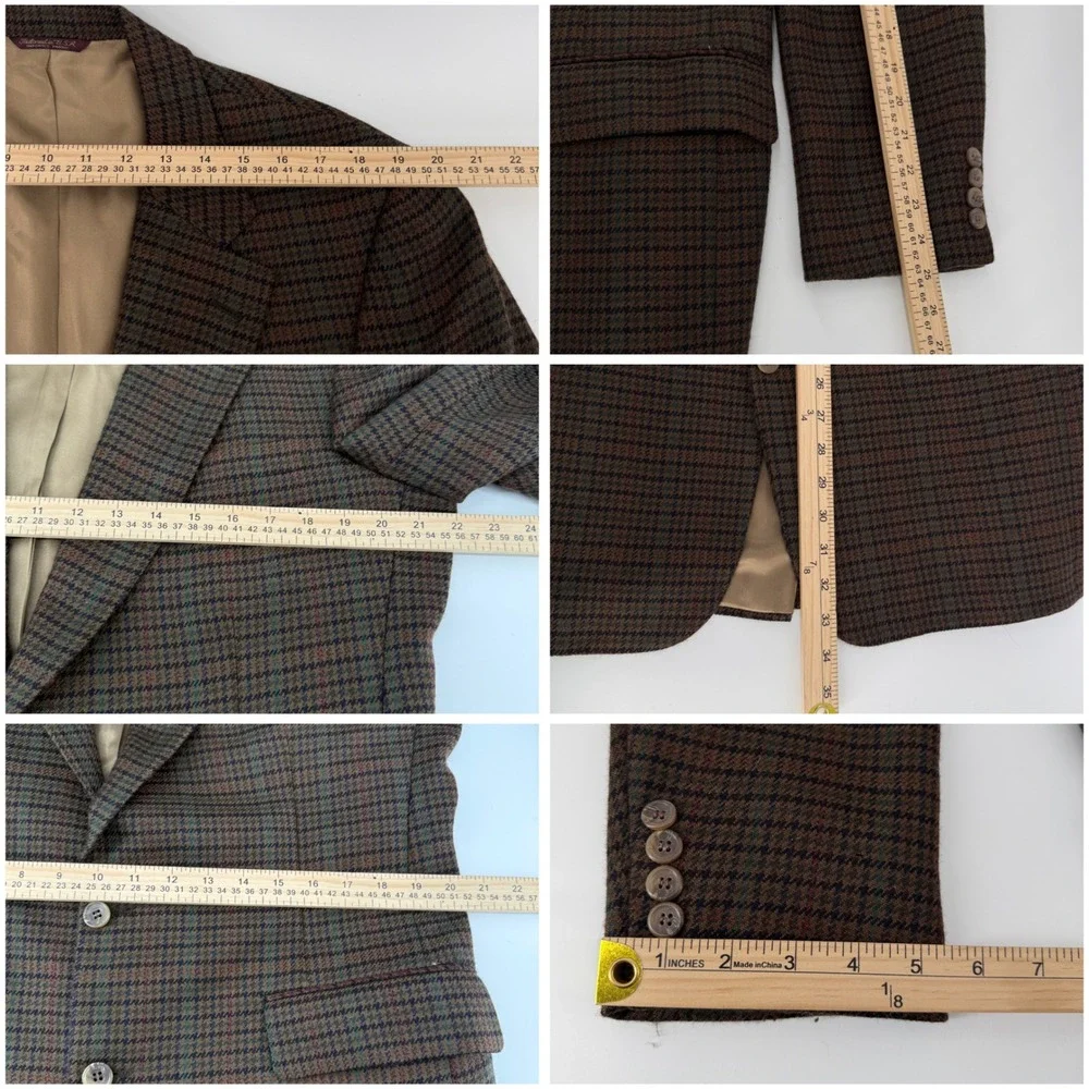 Country Britches Blazer Mens L Brown Houndstooth Wool Nordstrom Sport Coat